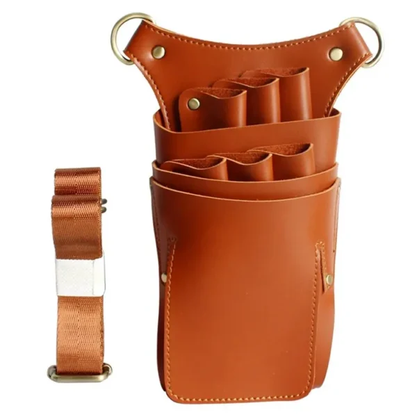 Hairdressing Tools Storage Holster Barber Leather Waist Pouch - Brown