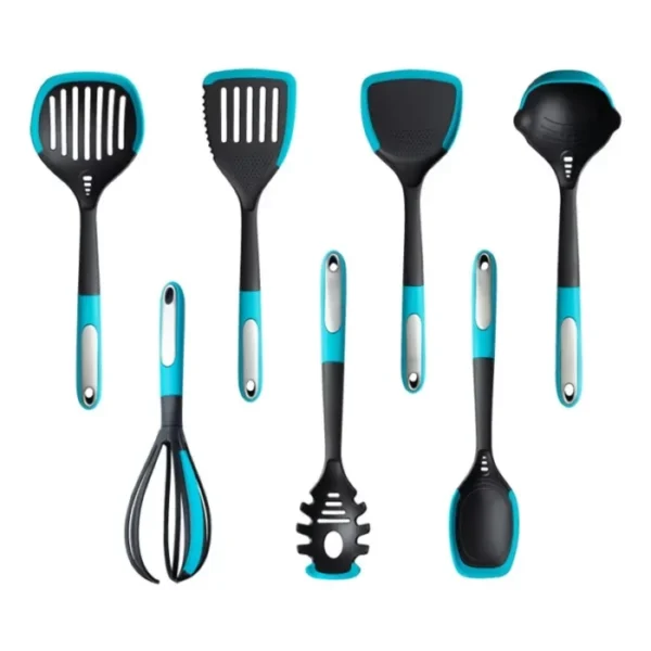 7Pcs Kitchen Utensils Set Heat Resistant Silicone Spatula Spoon Tools