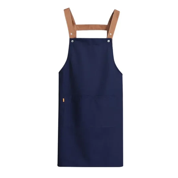 Large Pocket Design Cotton Linen Canvas Apron for Restaurant - Blue