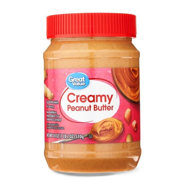 Great Value Creamy Peanut Butter, 18 oz Jar