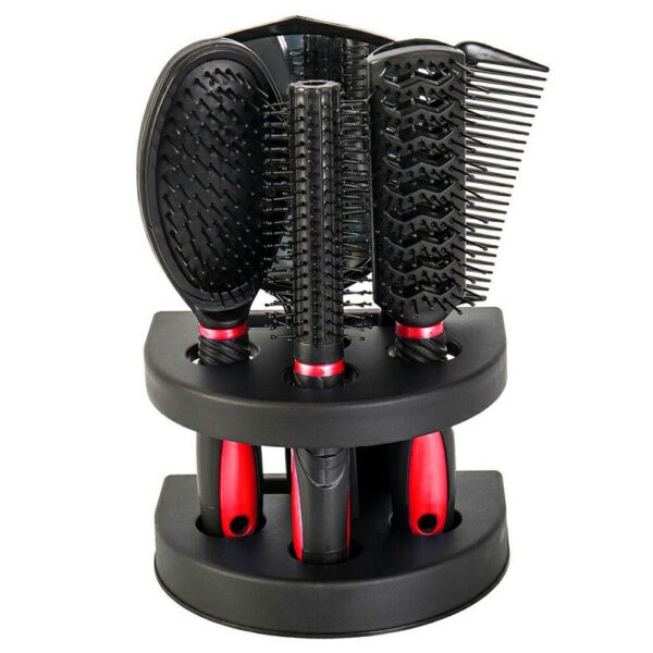 Ladies Makeup Hand Hair Brush Combs Set - Red