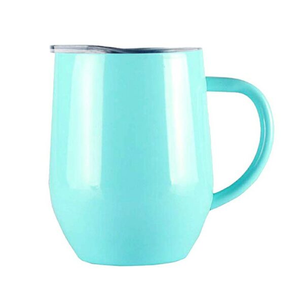 Stainless Steel Egg Shaped Coffee Cup - Light Blue