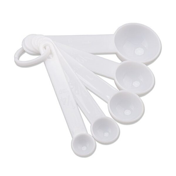 5pcs Plastic Measuring Cups Spoons Teaspoon Kitchen Cooking Tool Baking Gauge - White