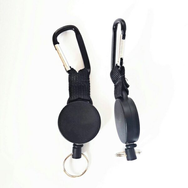 2 pcs Retractable Stainless Keyring Pull Ring Key Chain Rope Recoil Heavy Duty