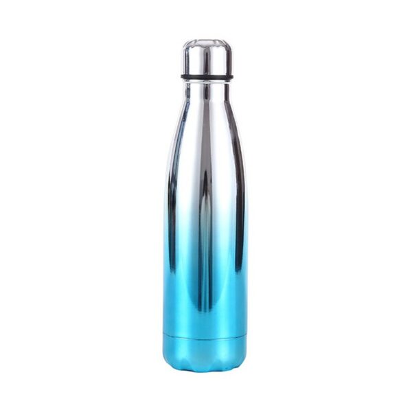 500ML Plating Gradient Water Flask Stainless Steel Double Wall Vacuum Insulated Bottle - Silver Blue